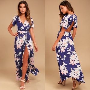 Lulu's Azalea Regalia Floral Print Wrap Maxi Dress